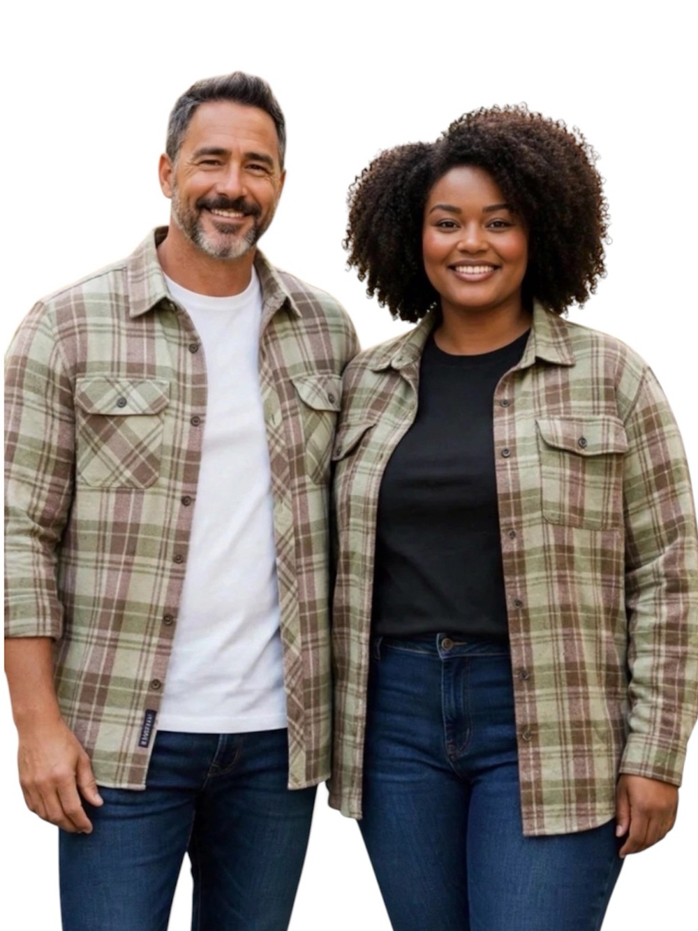 NWT St. John's Bay Unisex Big And Tall Olive Green Brown Flannel 4XL Women’s OS